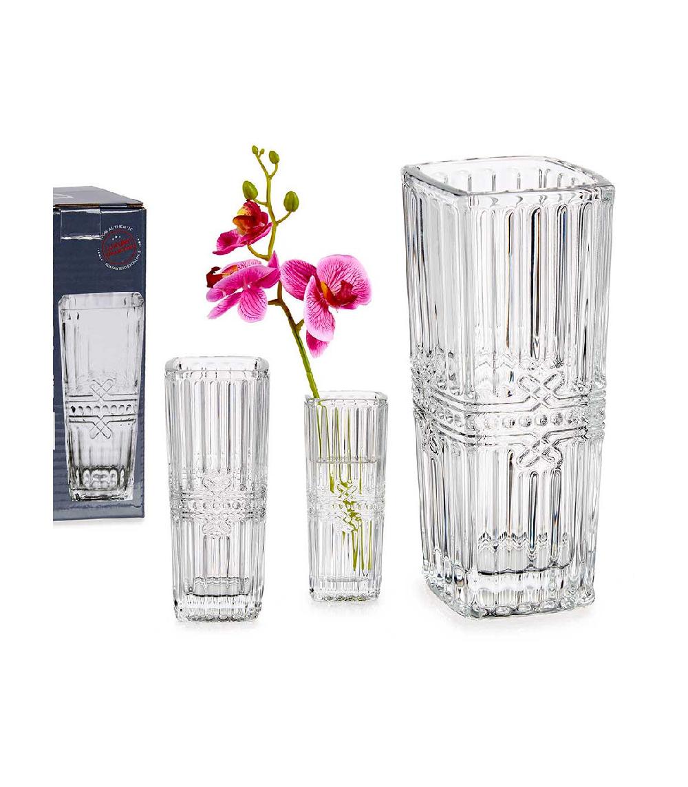 Wadiga Petit Vase Carré En Verre Transparent - 6.4x6.4x15cm