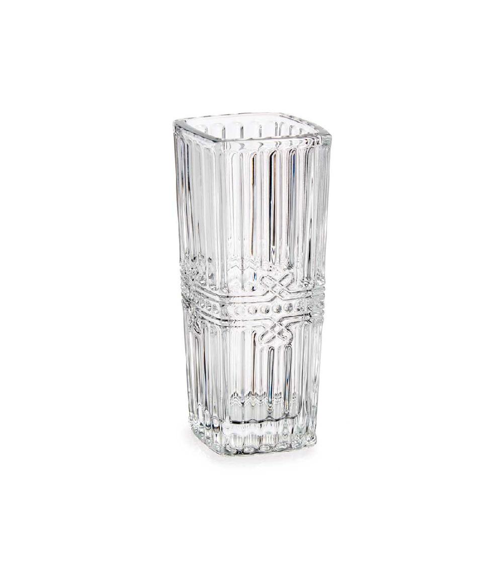 wadiga Petit vase carré en verre transparent - 6.4x6.4x15cm