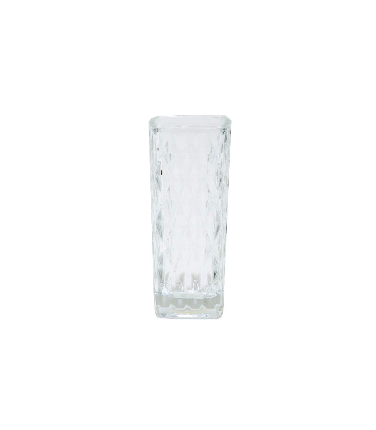 Wadiga Petit Vase Carré En Verre Transparent Diamants - 6.4x6.4x15cm