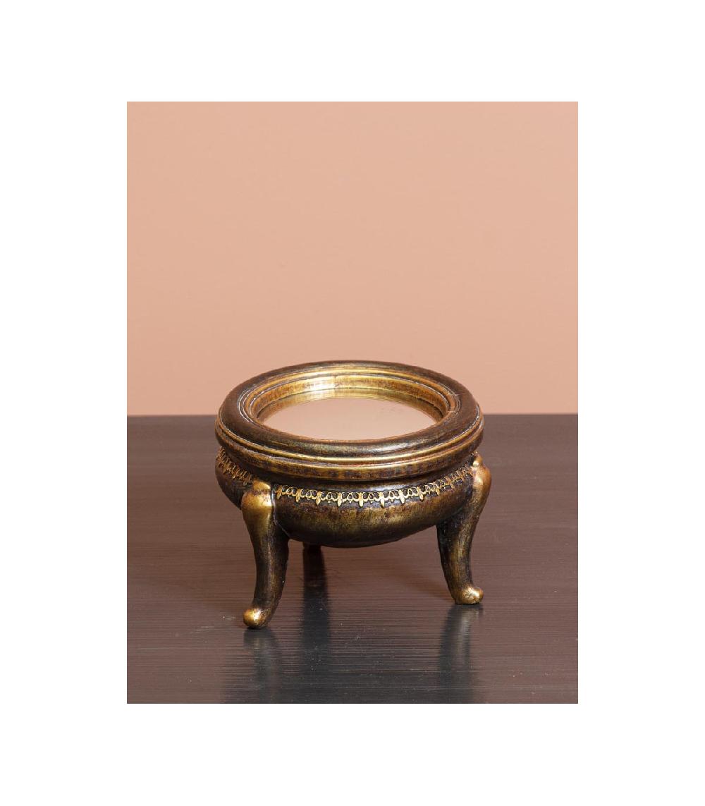 Wadiga Petite Boîte Noire Et Dorée Avec Couvercle Miroir