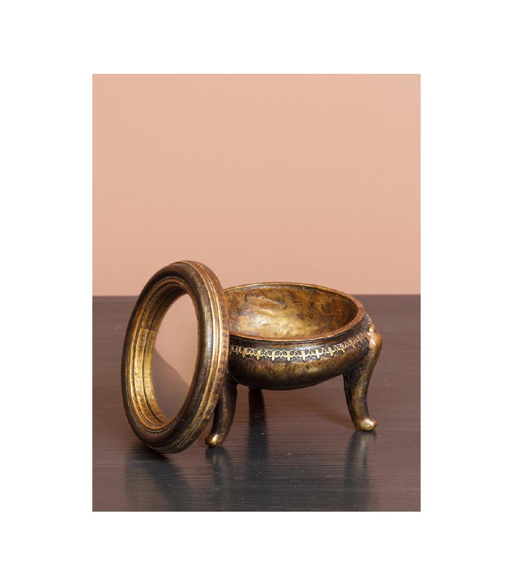 Wadiga Petite Boîte Noire Et Dorée Avec Couvercle Miroir