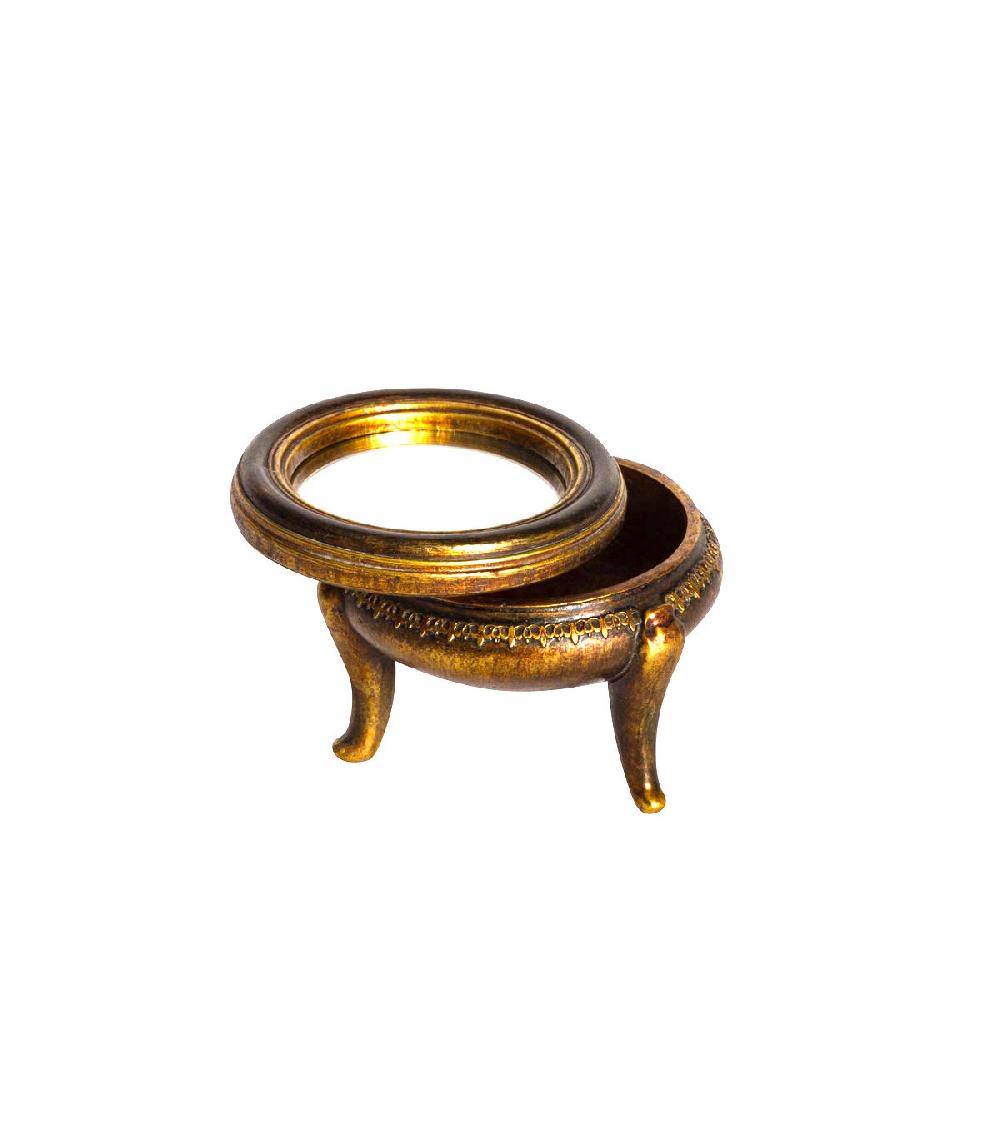 wadiga Petite Boîte Noire et Dorée avec Couvercle Miroir