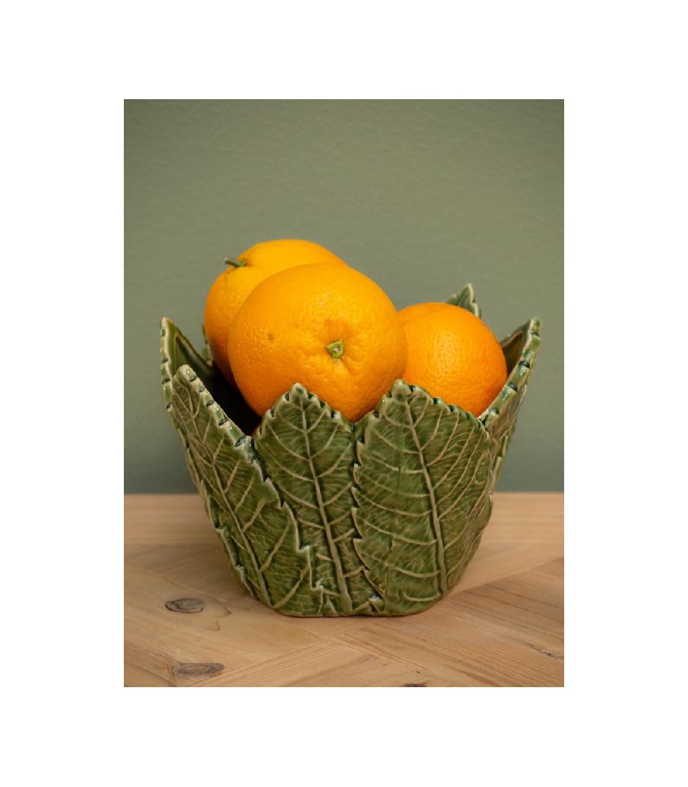 Wadiga Petite Corbeille à Fruits En Céramique Verte Feuilles