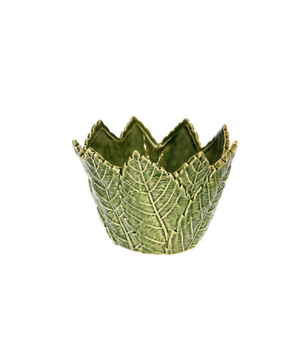wadiga Petite Corbeille à Fruits en Céramique Verte Feuilles