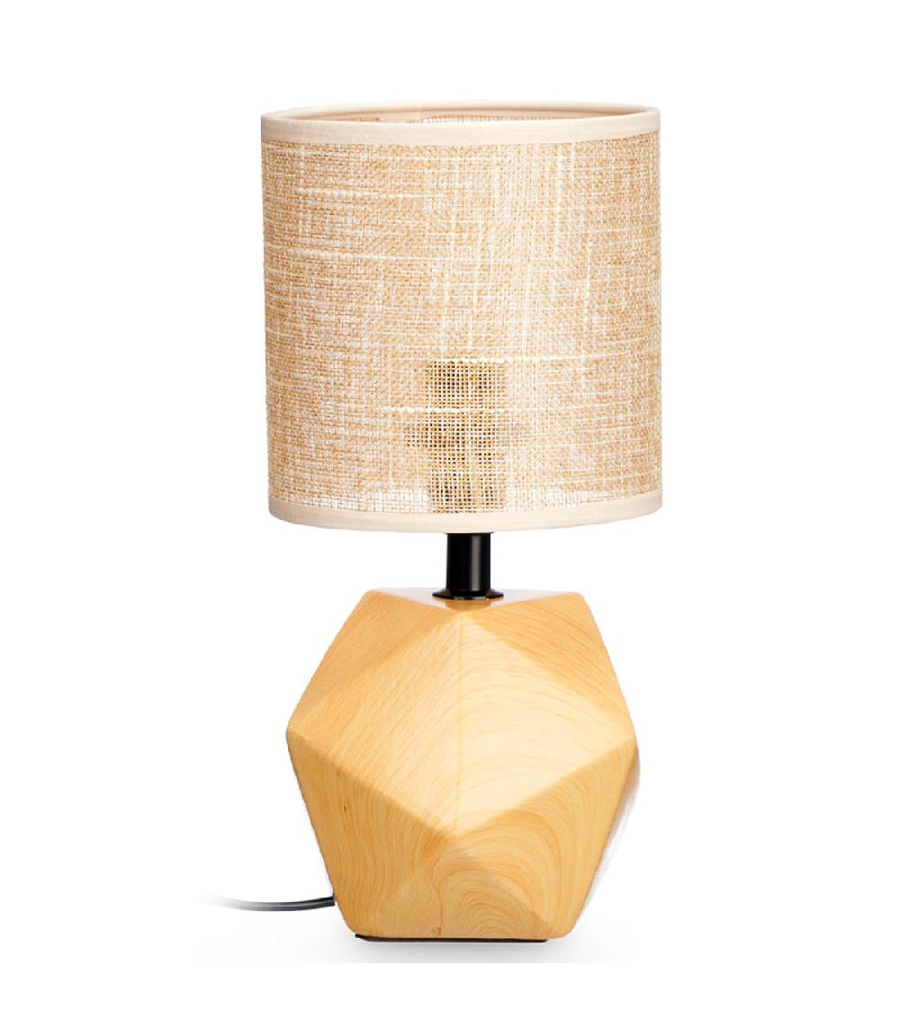 wadiga Petite lampe à poser céramique effet bois 14x14x28.5cm