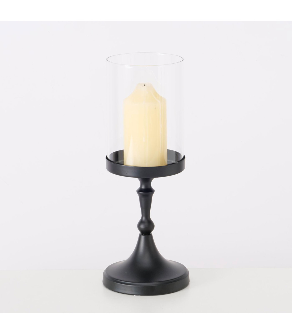 Wadiga Photophore En Métal Noir Et Verre 12.5x12.5x37.5cm