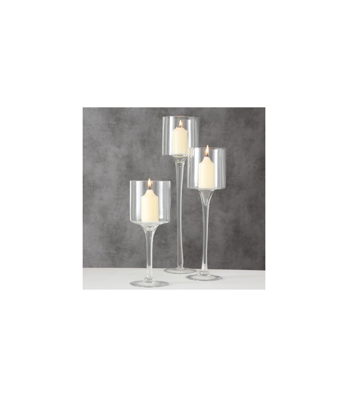 Wadiga Photophore Sur Pieds En Verre Transparent Set De 3