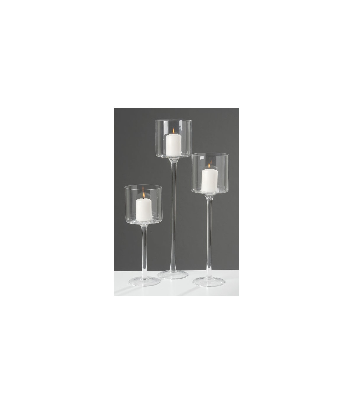 Wadiga Photophore Sur Pieds En Verre Transparent Set De 3