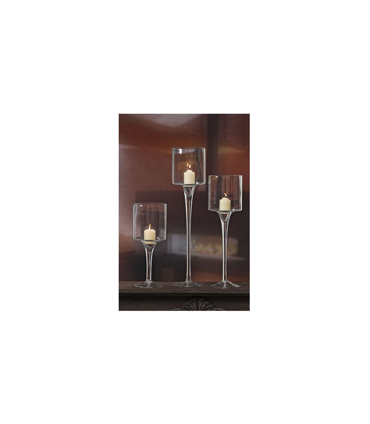 Wadiga Photophore Sur Pieds En Verre Transparent Set De 3
