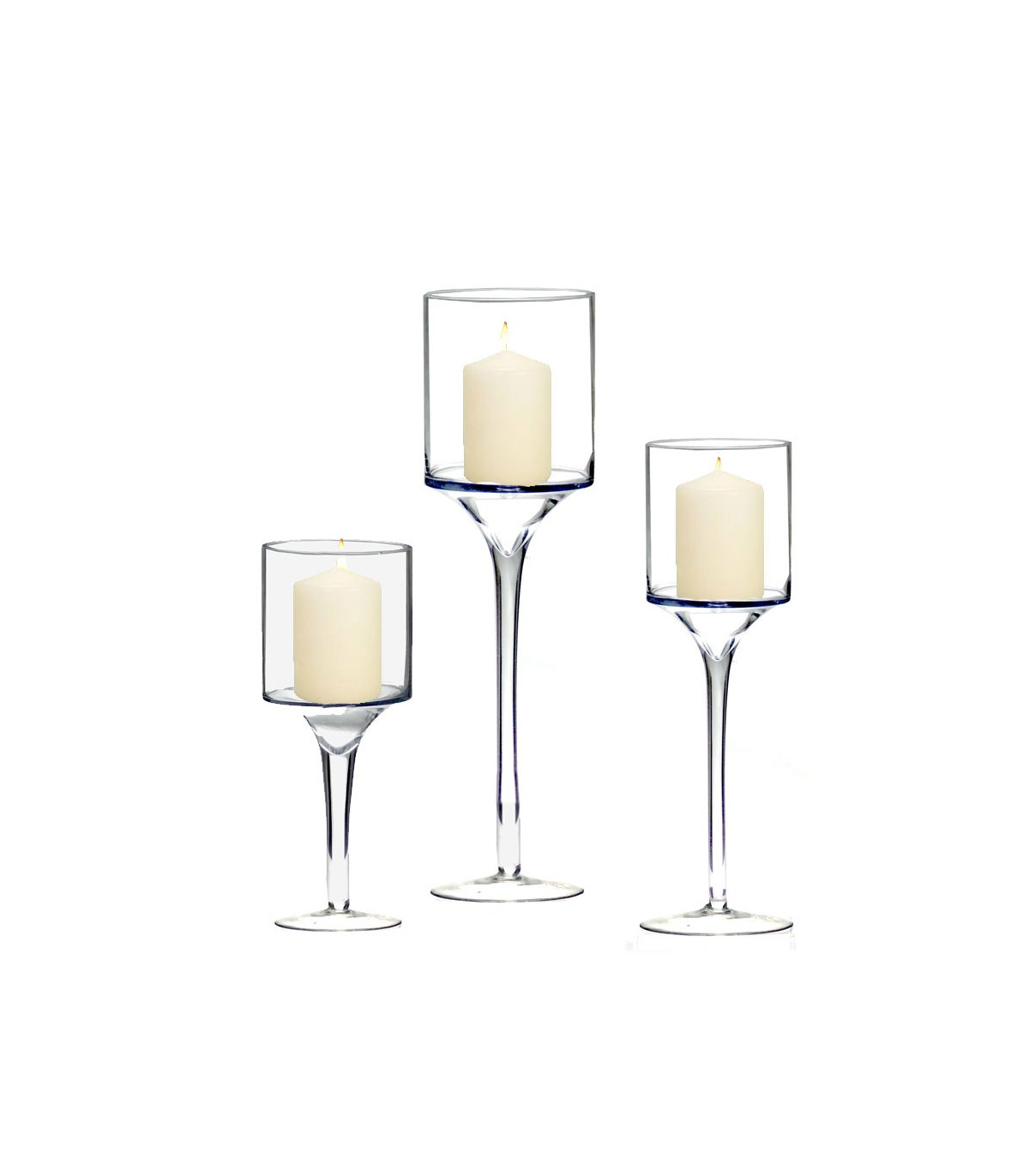 wadiga Photophore sur pieds en Verre Transparent Set de 3