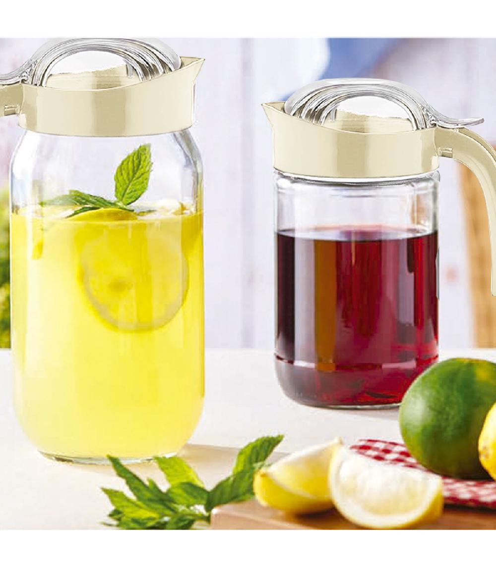 Wadiga Pichet à Eau Ou Jus De Fruits En Verre Avec Couvercle 1L