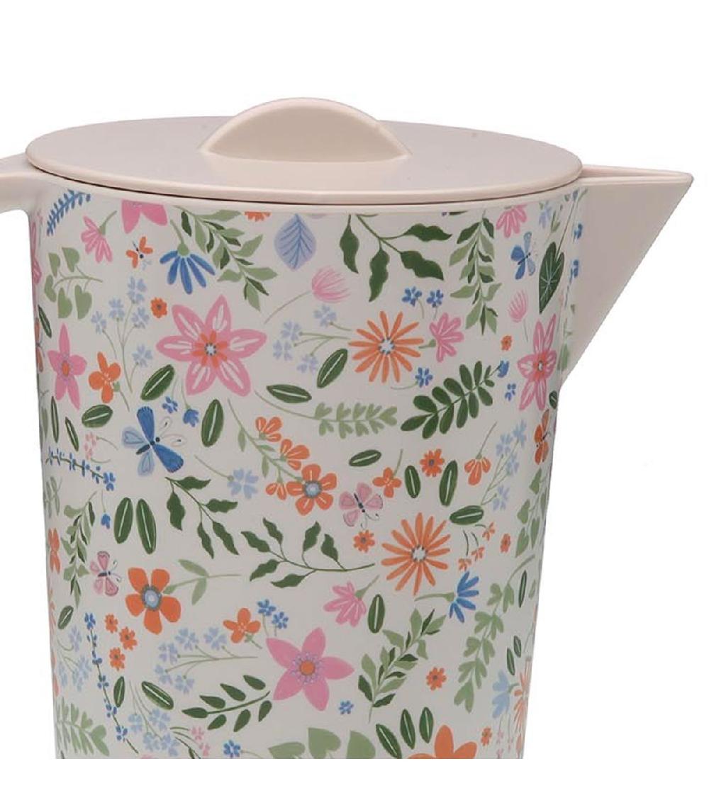 Wadiga Pichet à Eau Ou Jus De Fruits Fleuri 12x19x21cm
