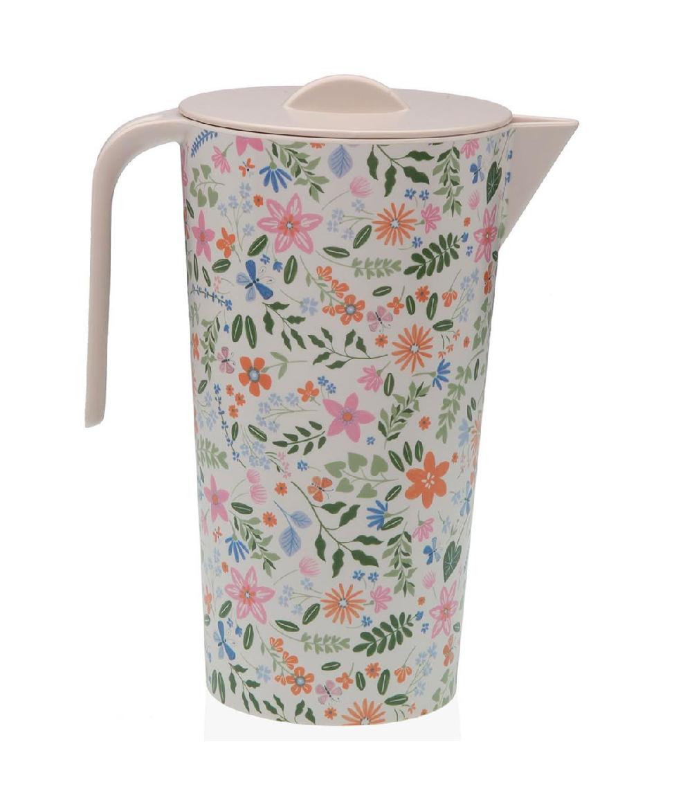 wadiga Pichet à eau ou jus de fruits fleuri 12x19x21cm