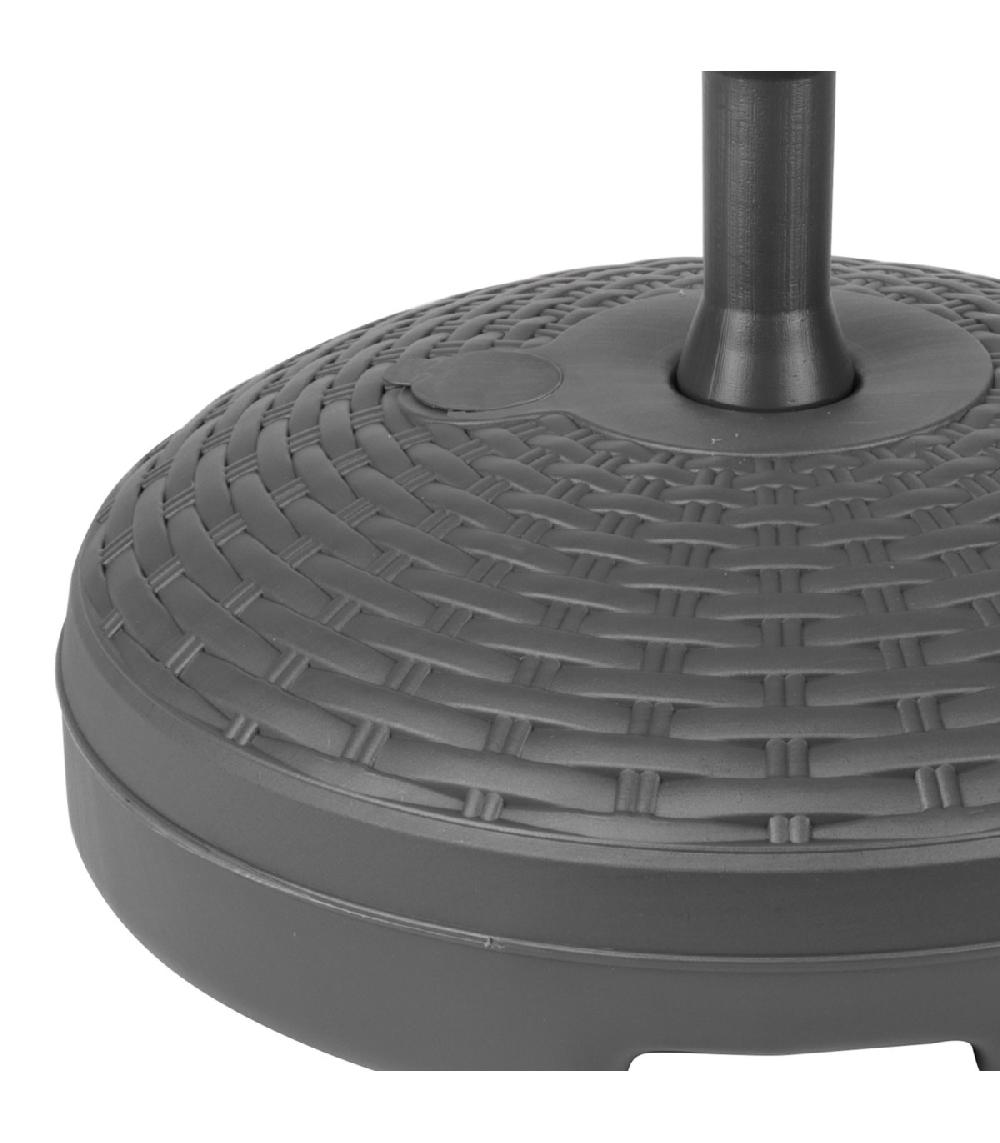 Wadiga Pied De Parasol Rond Anthracite Effet Rotin 20 Litres 46x46x30cm