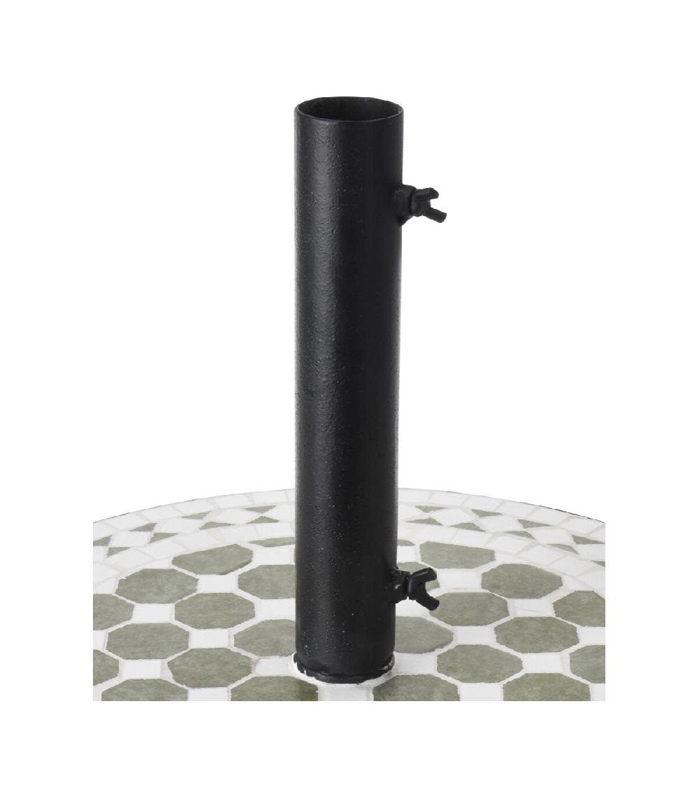 Wadiga Pied De Parasol Rond Mosaïque Vert Et Blanc - 11kg