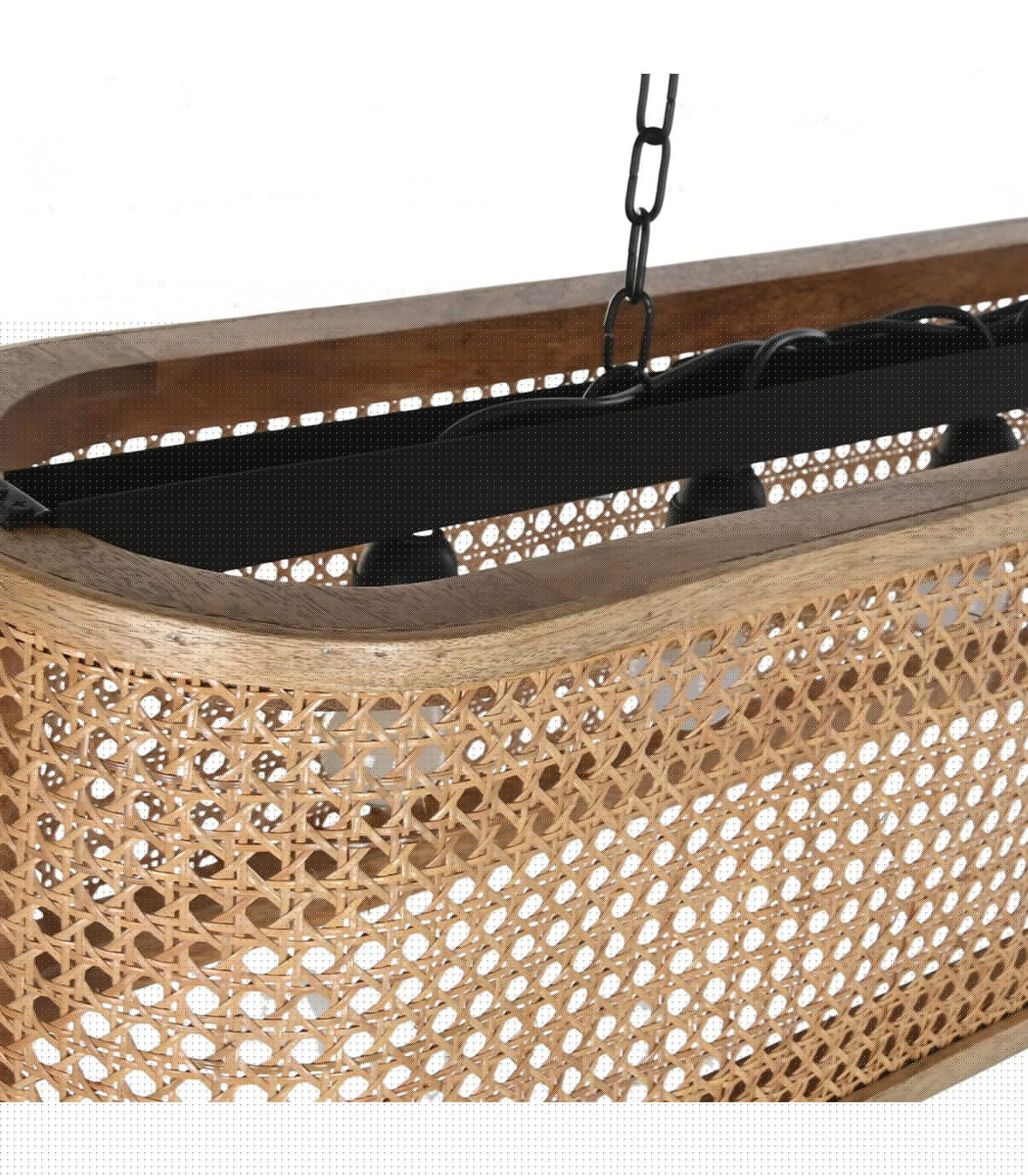 Wadiga Plafonnier En Bois De Mangue Et Cannage En Rotin 80x24x28cm