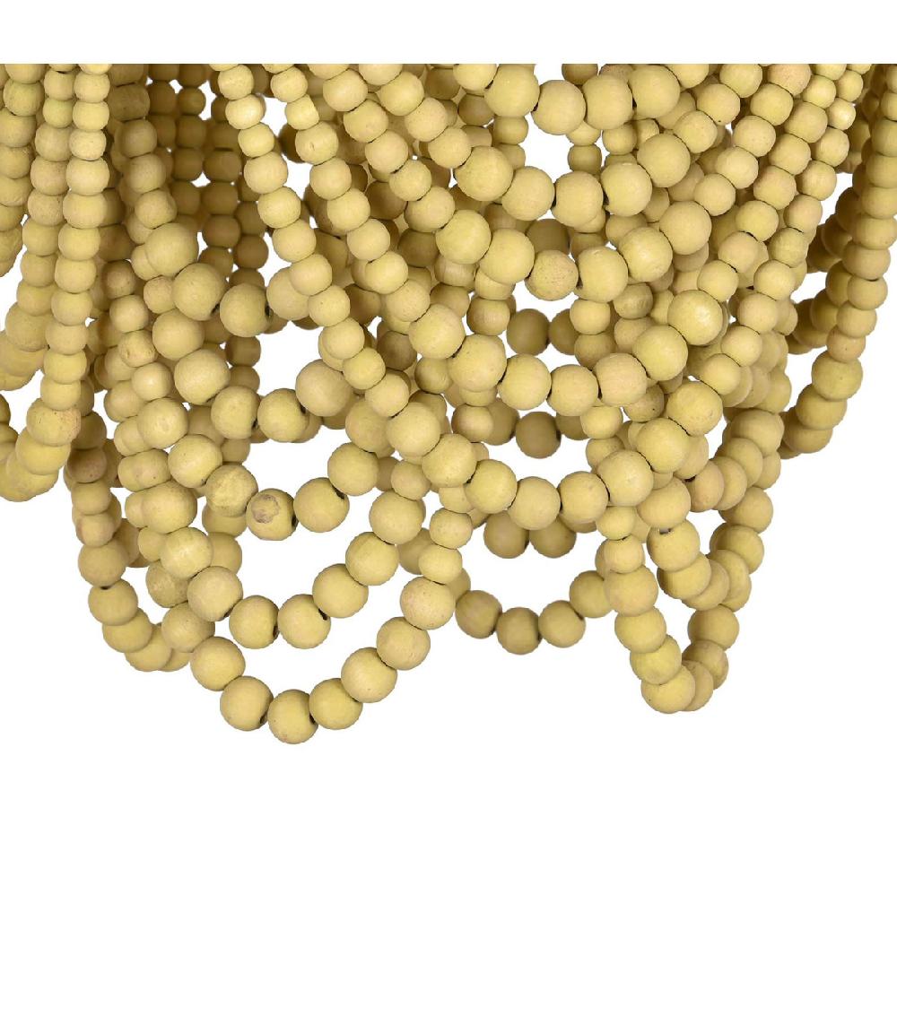 Wadiga Plafonnier En Métal Doré Et Perles En Bois 35x35x95cm