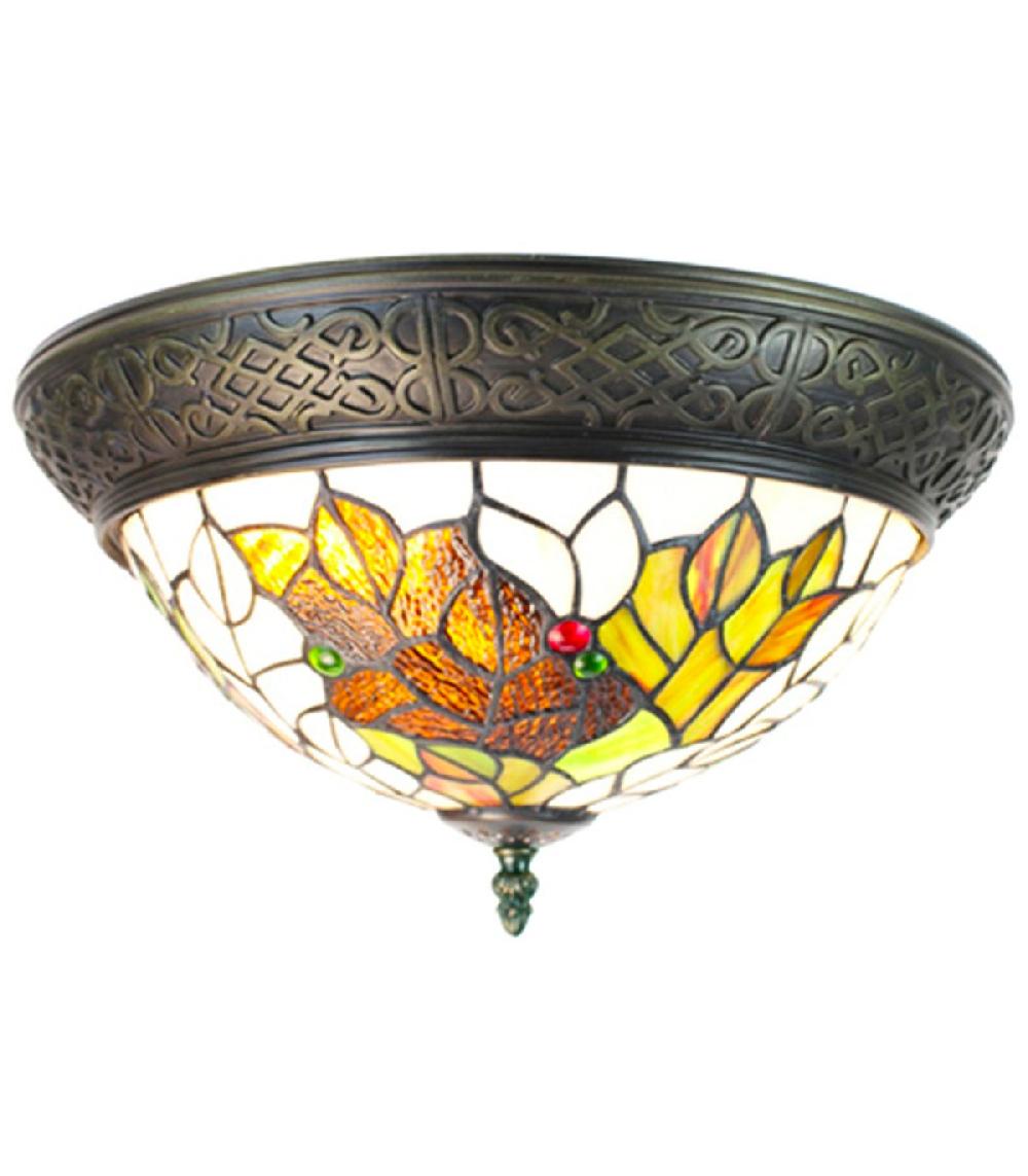 wadiga Plafonnier en résine et verre vitrail 38x38x20cm