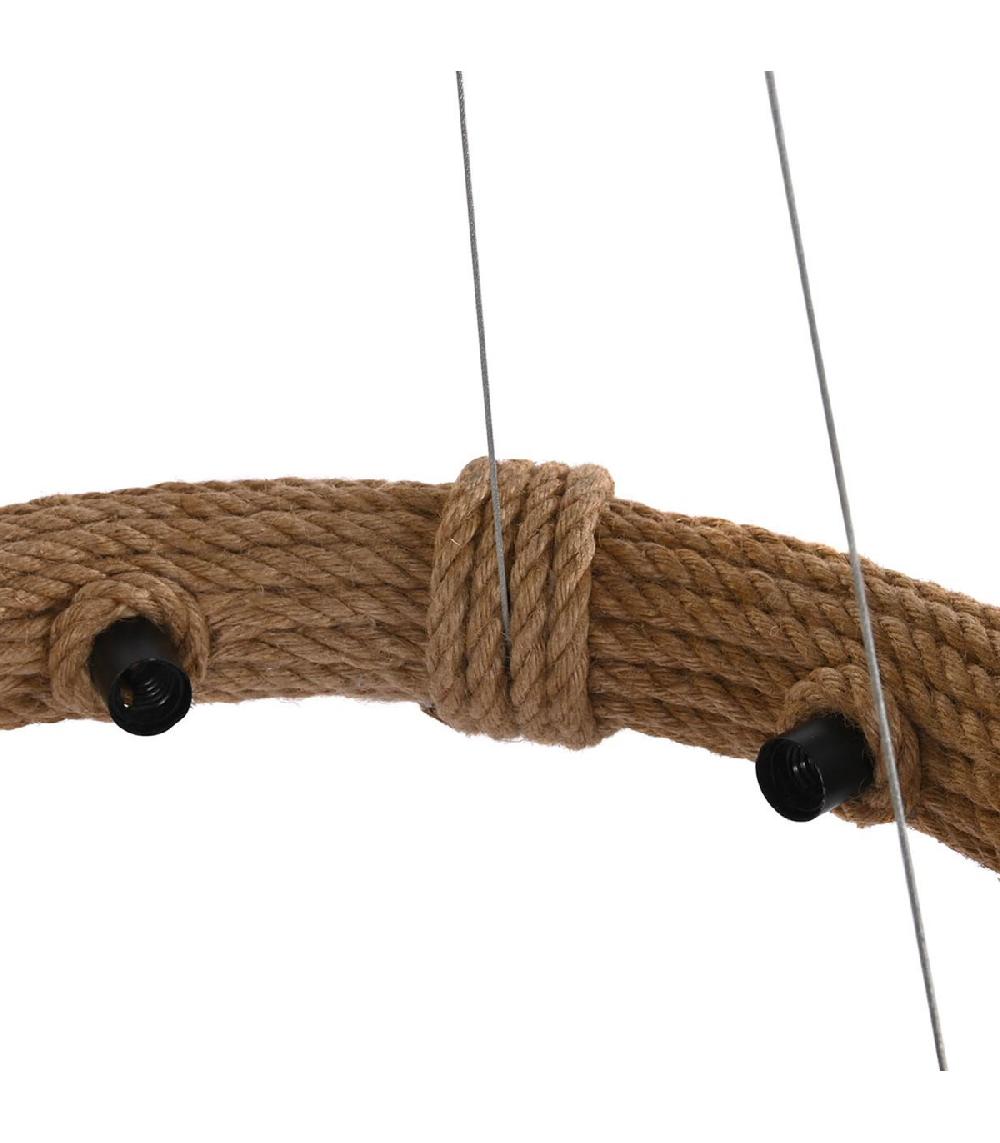 Wadiga Plafonnier Rond En Corde 6 Ampoules 48x48x10cm