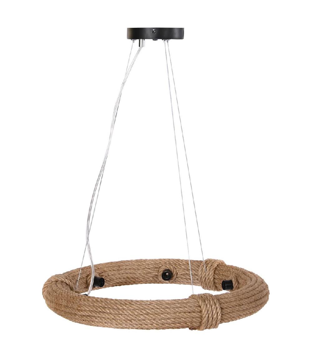 wadiga Plafonnier rond en corde 6 ampoules 48x48x10cm