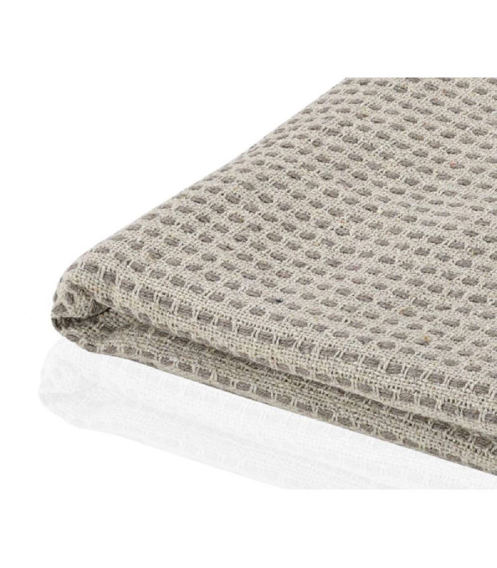 Wadiga Plaid 100% Coton à Carreaux Marron Et Ivoire à Franges
