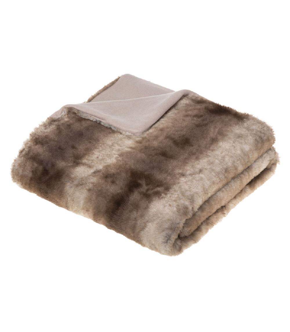 wadiga Plaid fausse fourrure marron et beige 120x160cm