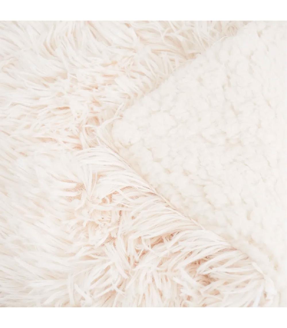 Wadiga Plaid Fausse Fourrure Sherpa Blanc Crème 125x150cm