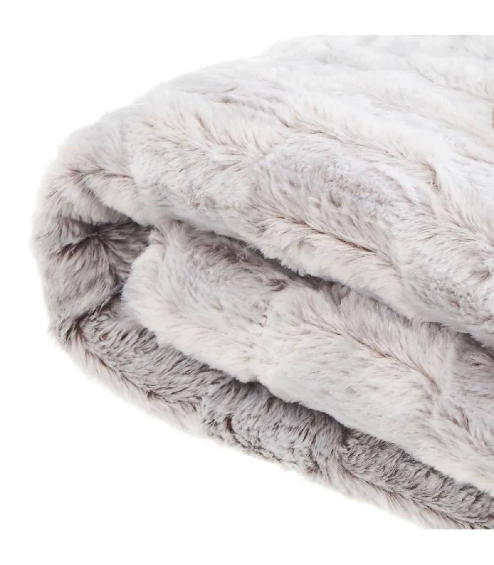 Wadiga Plaid Fausse Fourrure Sherpa Blanc Et Marron 125x150cm