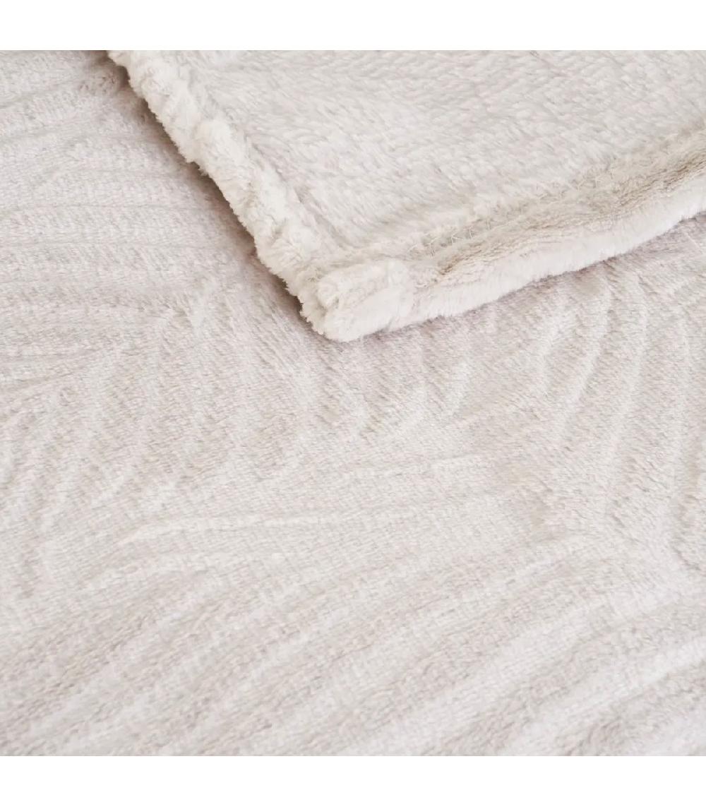 Wadiga Plaid Flanelle Beige Relief Feuillage 130x160cm