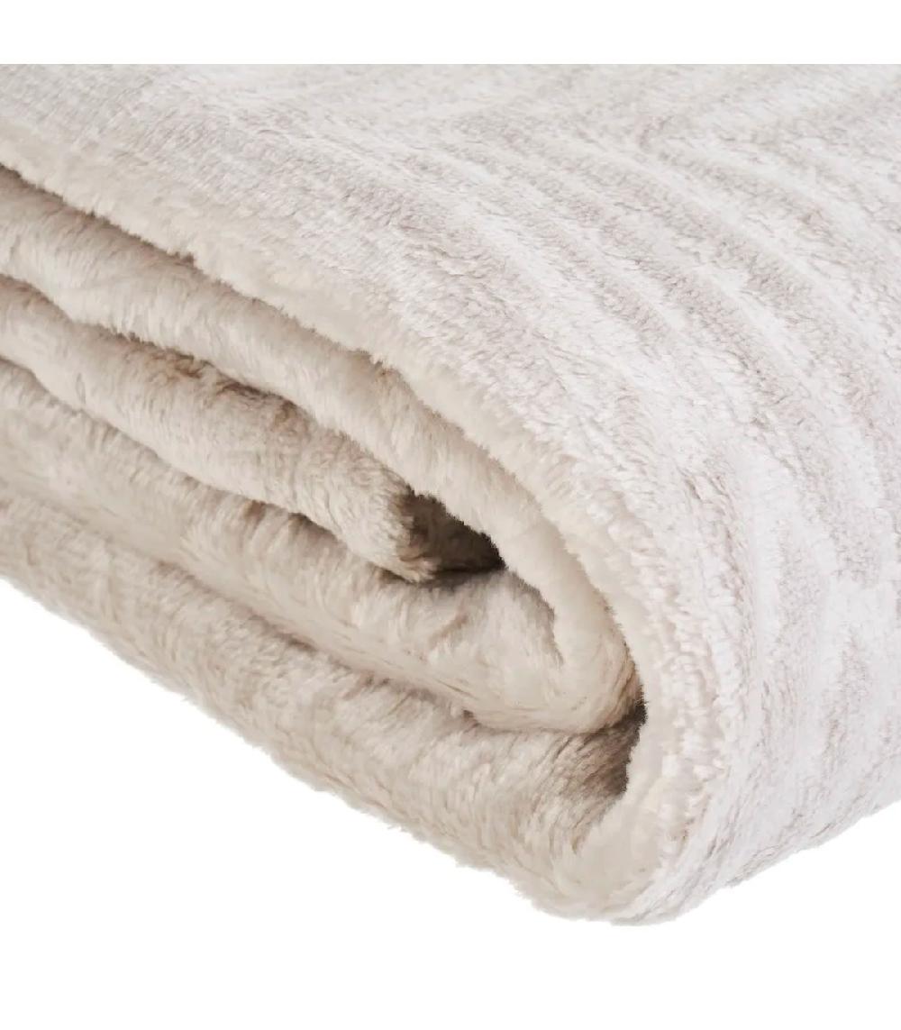 Wadiga Plaid Flanelle Beige Relief Feuillage 130x160cm