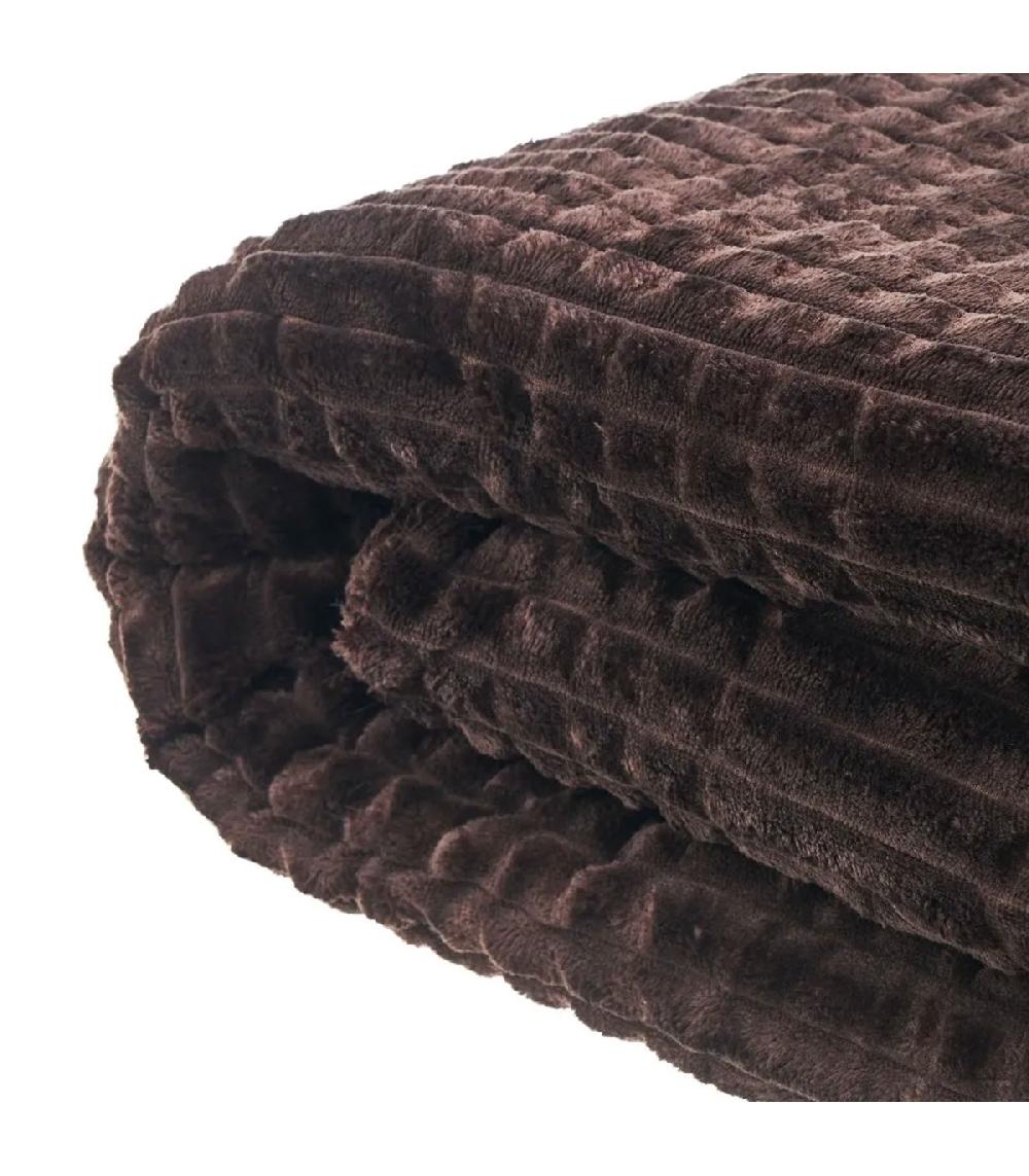 Wadiga Plaid Flanelle Et Fausse Fourrure Sherpa Marron 125x150cm