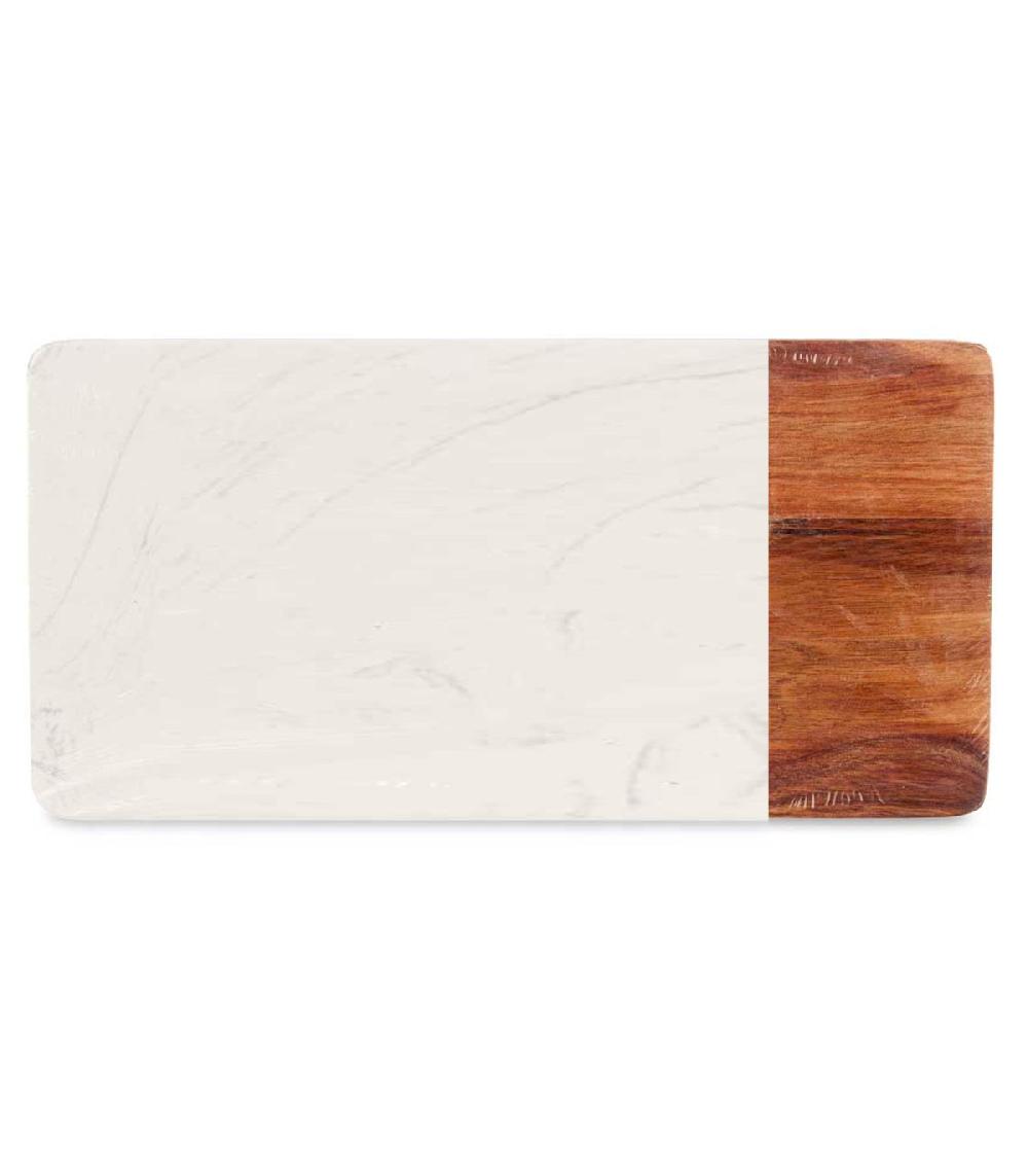 Wadiga Planche à Découper En Acacia Et Marbre Blanc - 30x15x1.3cm