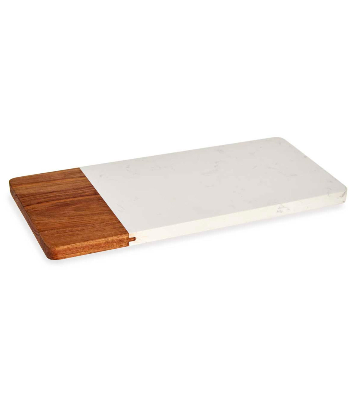 wadiga Planche à découper en acacia et marbre blanc - 30x15x1.3cm