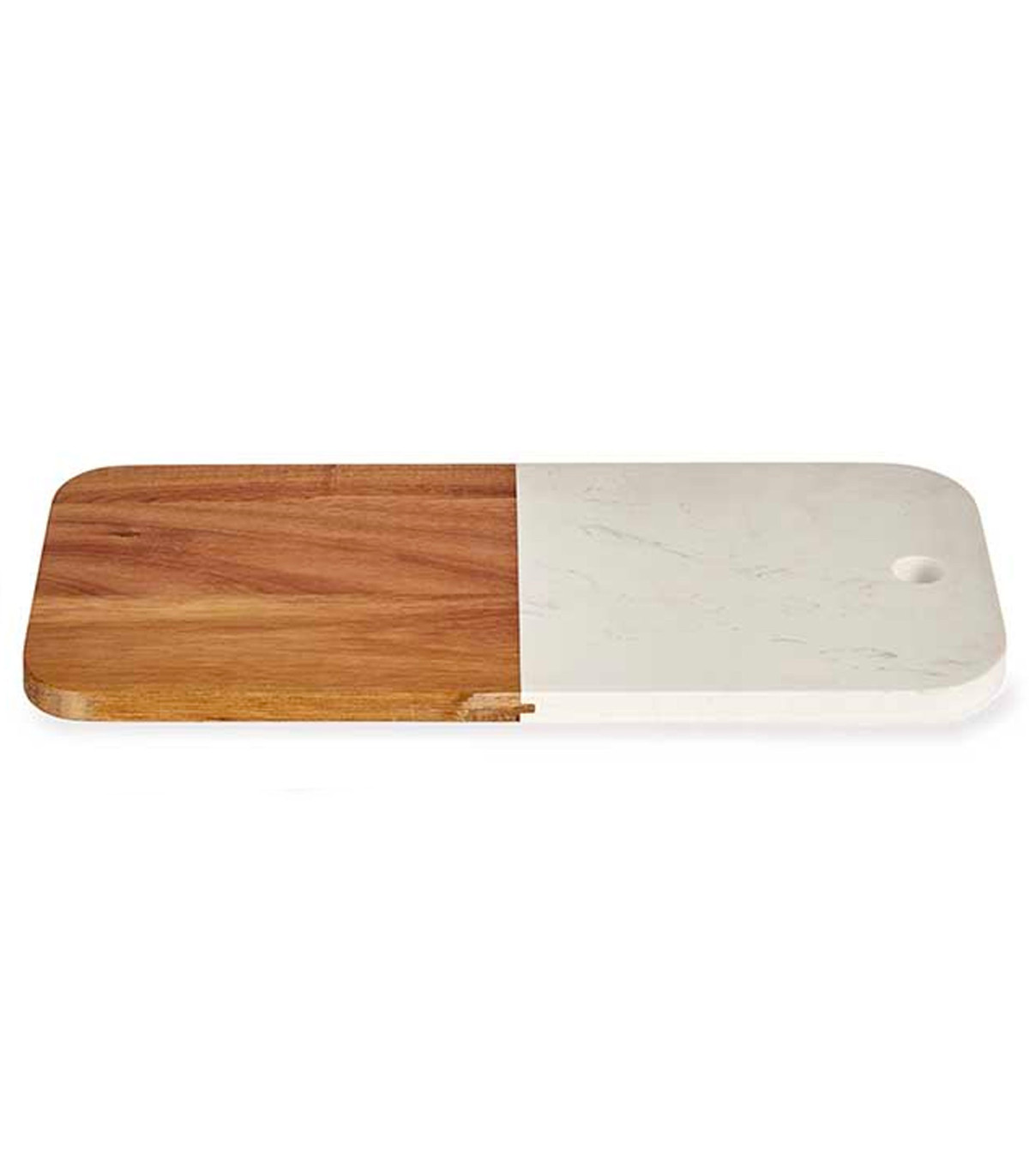 Wadiga Planche à Découper En Acacia Et Marbre Blanc 38x18x1.5cm