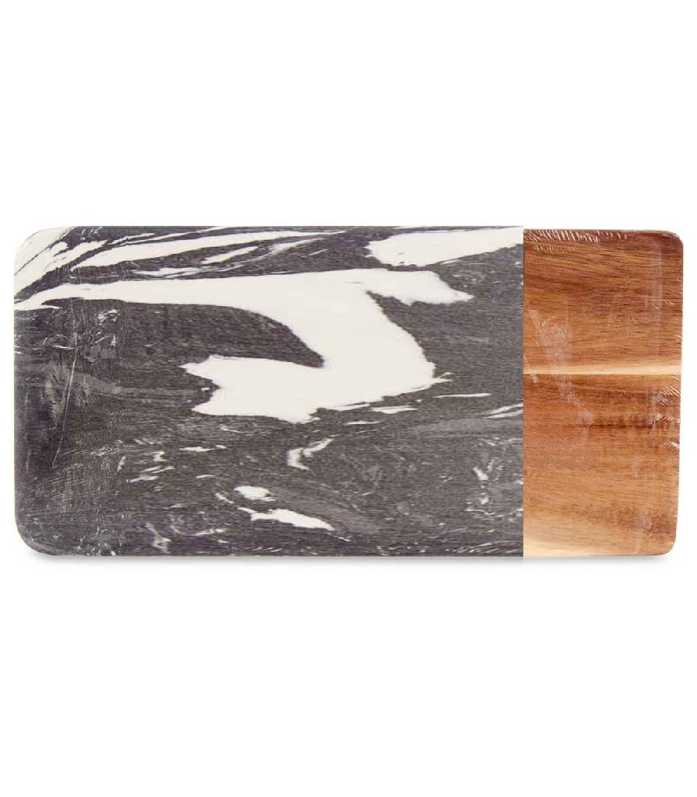 Wadiga Planche à Découper En Acacia Et Marbre Noir - 30x15x1.3cm