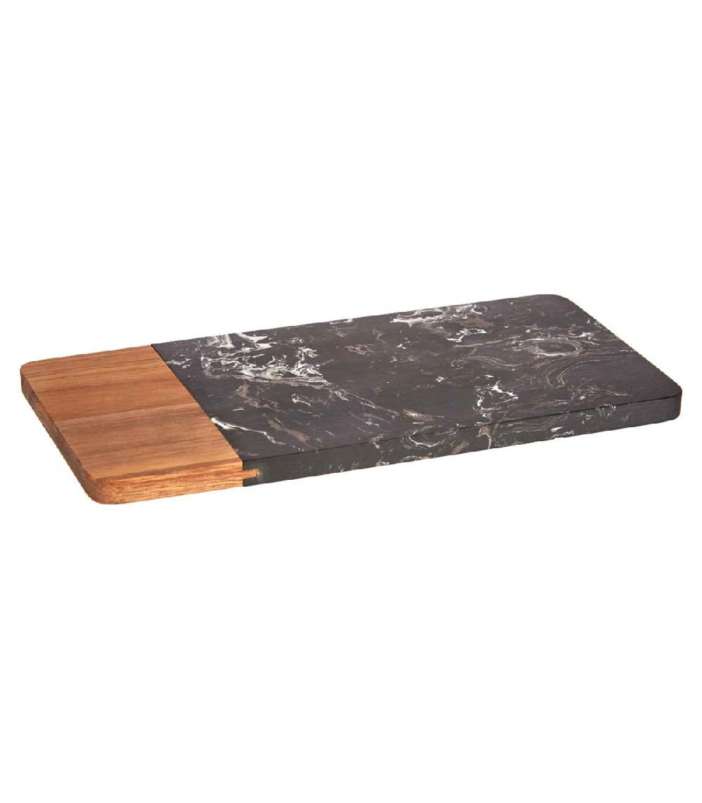 wadiga Planche à découper en acacia et marbre noir - 30x15x1.3cm