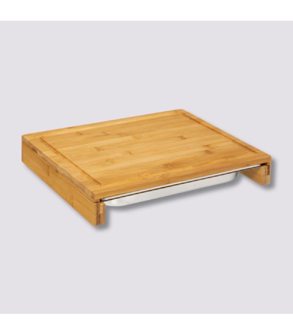 Wadiga Planche à Découper En Bambou Avec Bac Inox - 35x28x5.5cm