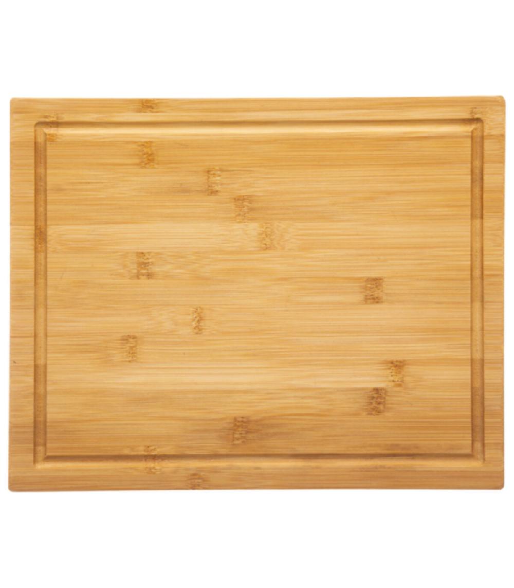 Wadiga Planche à Découper En Bambou Avec Bac Inox - 35x28x5.5cm