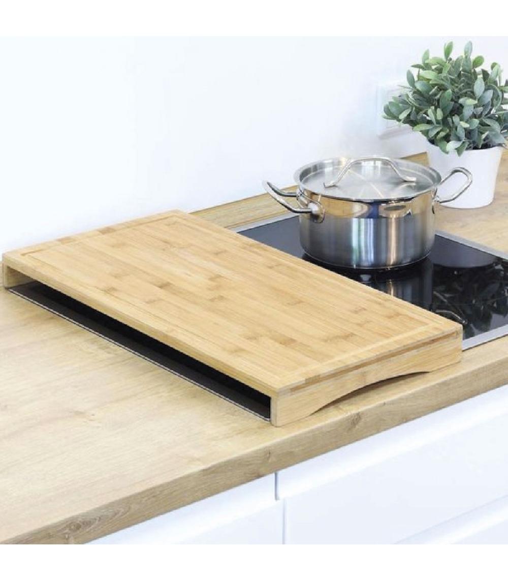 Wadiga Planche à Découper En Bambou Cache Plaque Vitrocéramique 52x28x4.5cm