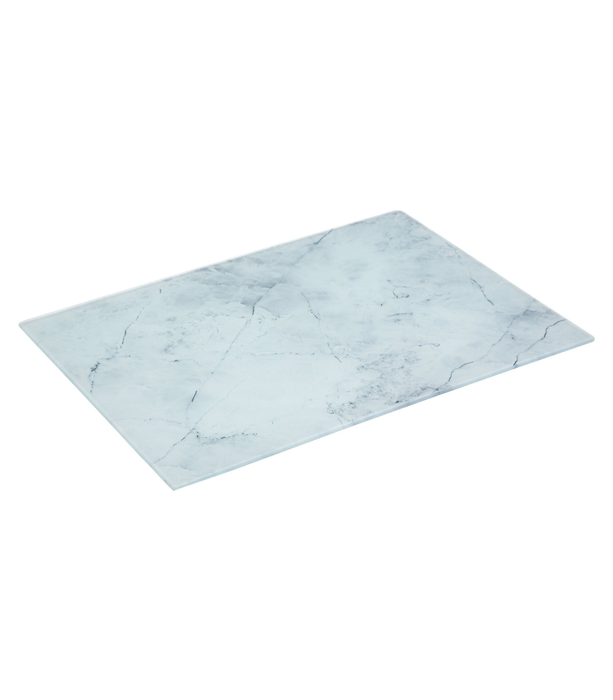 wadiga Planche à découper en verre trempé motif marbre blanc
