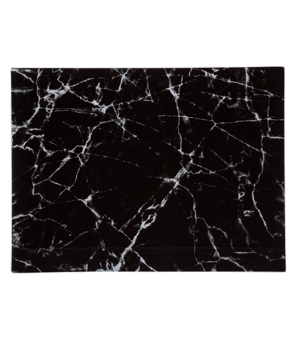 Wadiga Planche à Découper En Verre Trempé Motif Marbre Noir