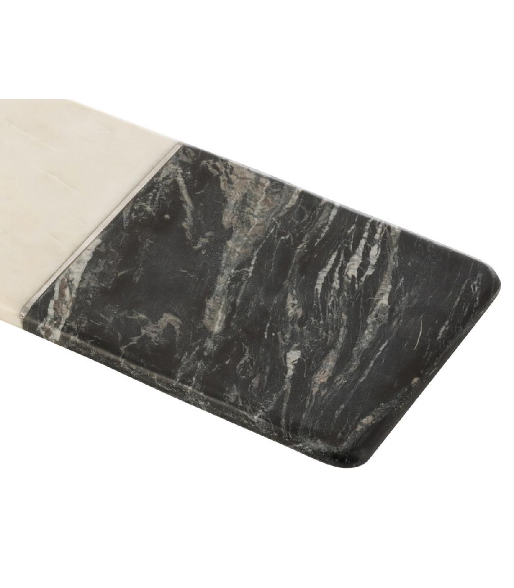 Wadiga Planche à Découper Rectangulaire En Marbre Noir Et Blanc - 48x16x2cm