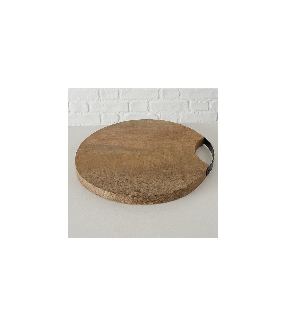 Wadiga Planche à Découper Ronde En Bois De Manguier Et Métal Noir