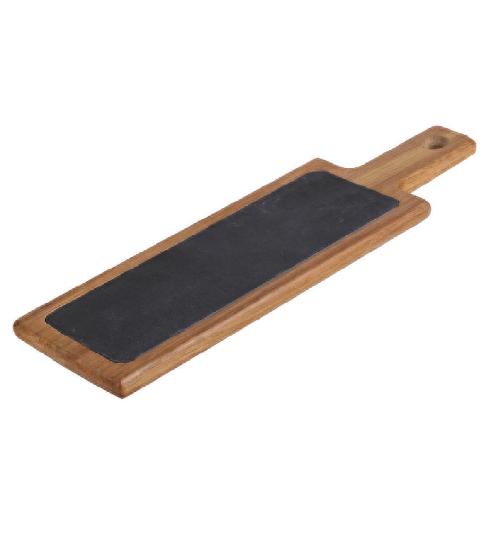wadiga Planche à tapas bois d'acacia et ardoise - 37x12x1.5cm