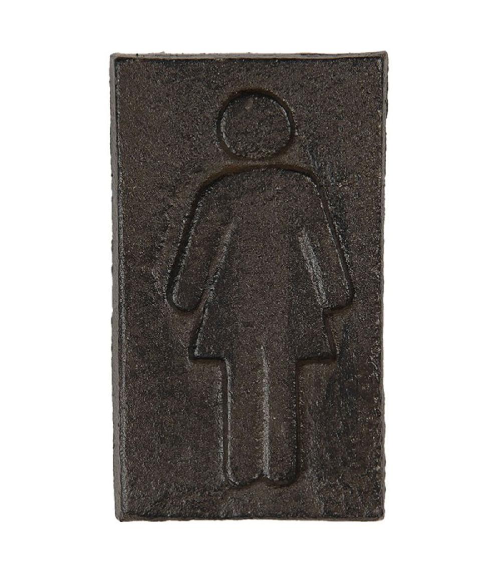 wadiga Plaque de porte WC signalétique femmes en métal marron 6x11cm
