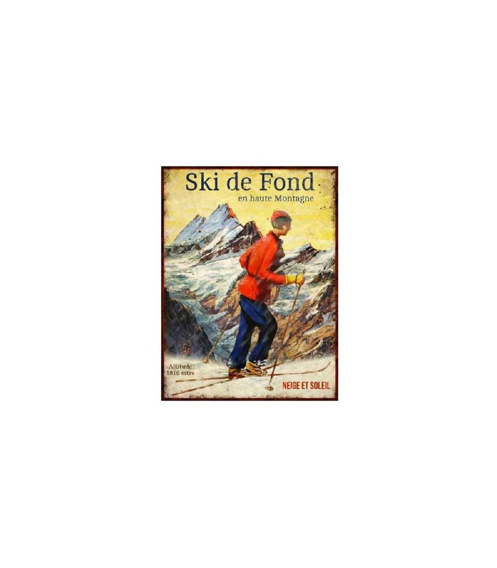 wadiga Plaque Décorative Murale en Métal Décoration Chalet - Ski de Fond