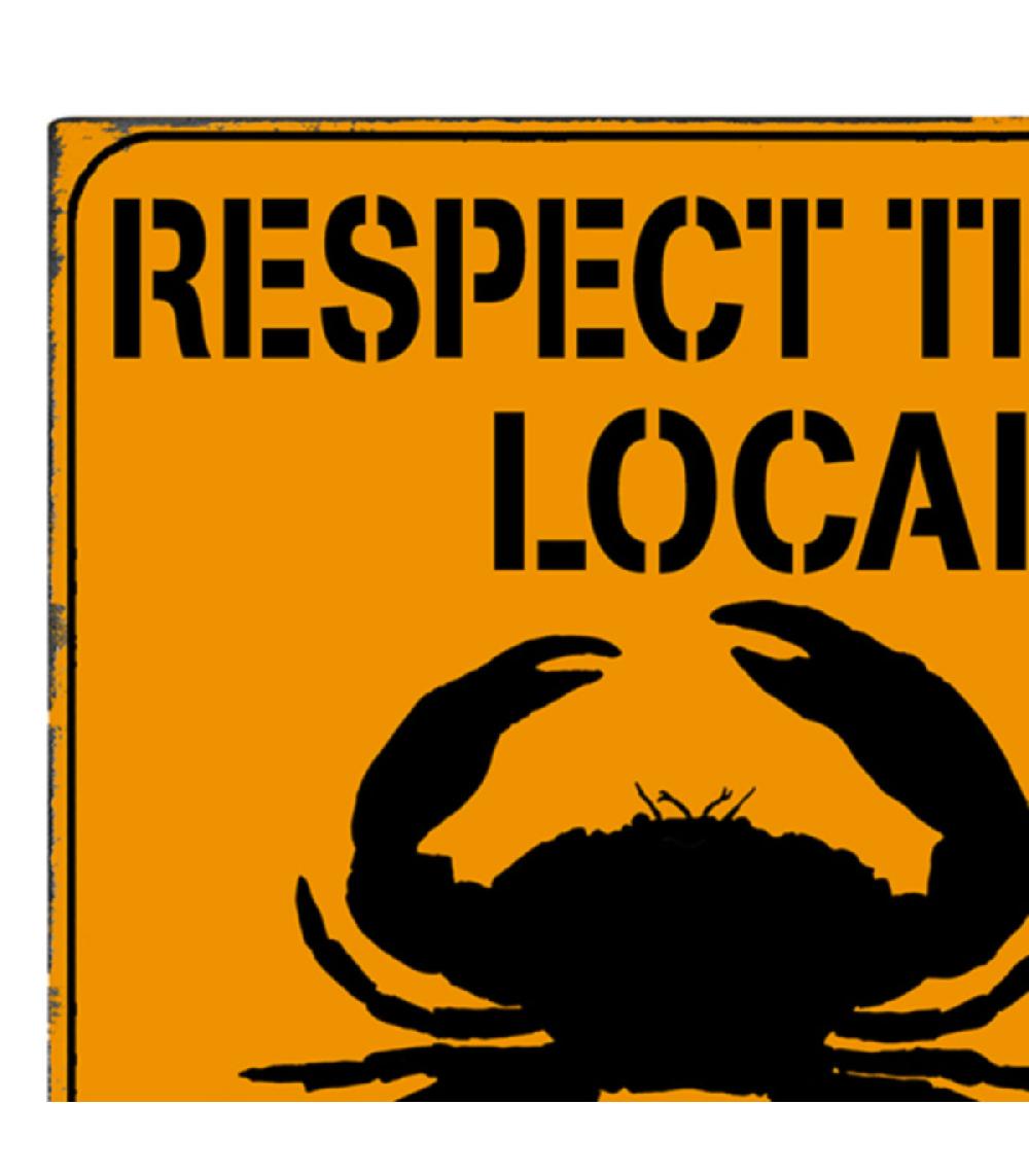 Wadiga Plaque Décorative Murale Métal Crabe Respect The Locals - 25x25cm