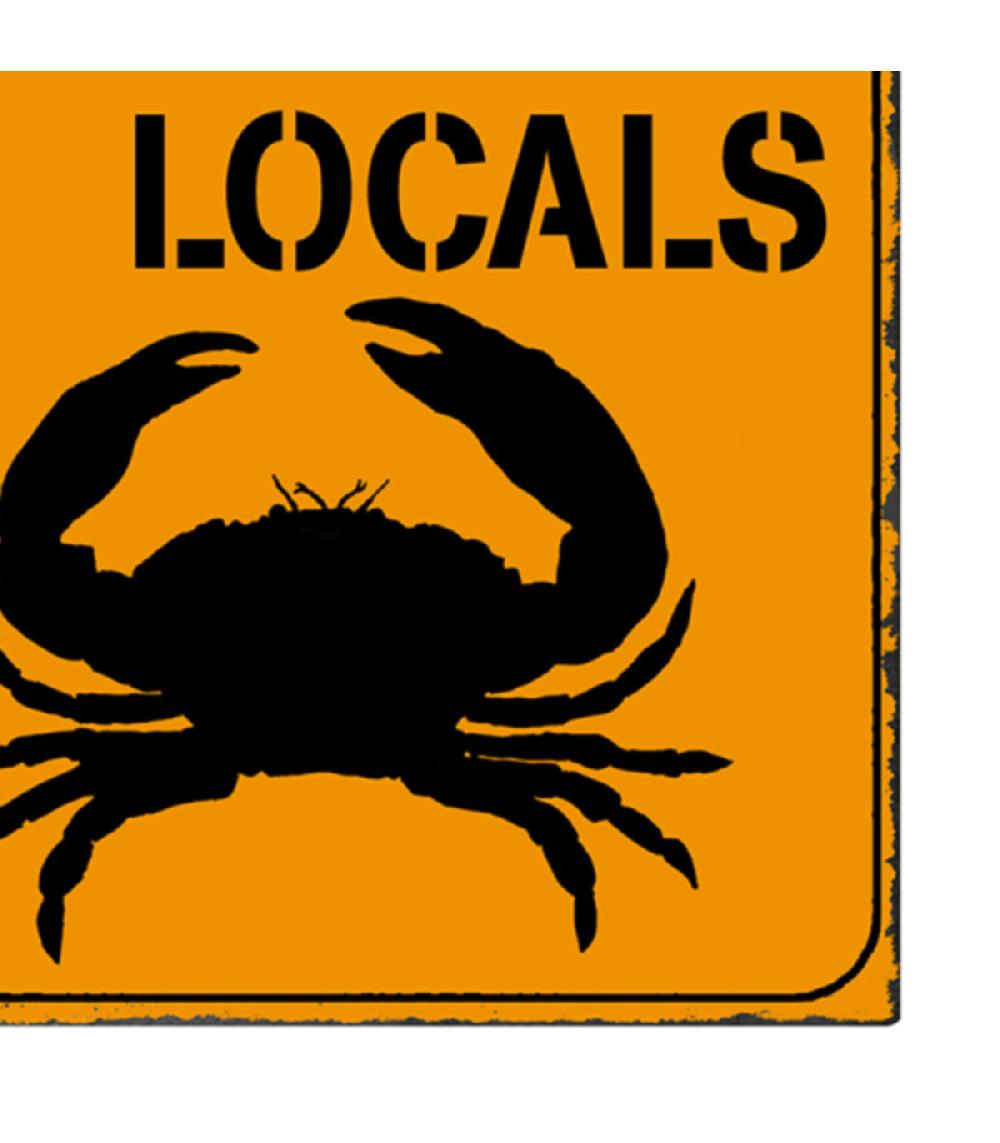 Wadiga Plaque Décorative Murale Métal Crabe Respect The Locals - 25x25cm