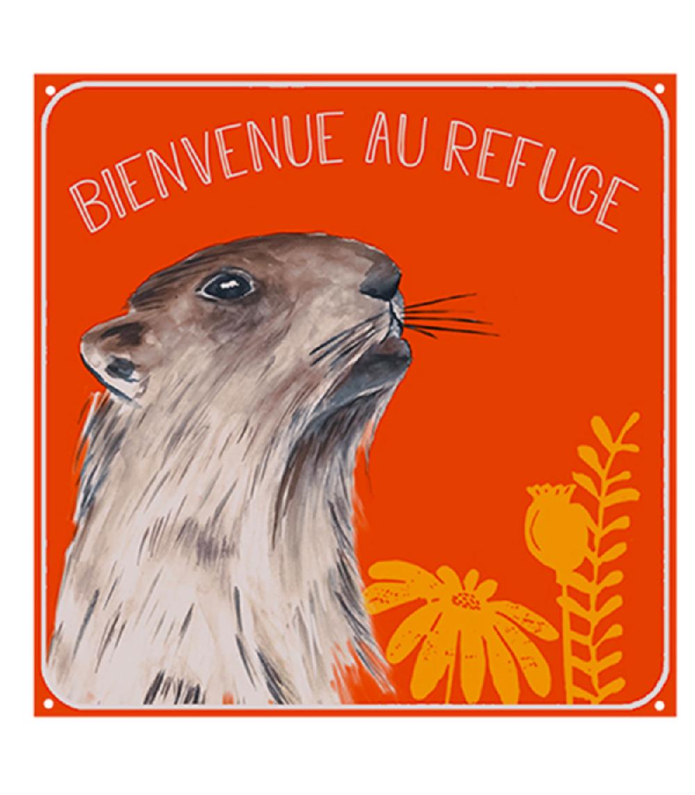 wadiga Plaque décorative murale métal Marmotte - 25x25cm
