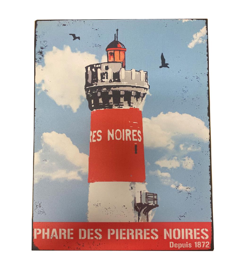 wadiga Plaque décorative murale métal Phare des pierres noires - 26x35cm